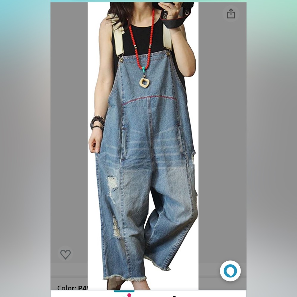 DISTRESSED LOOSE-FIT OVERALLS